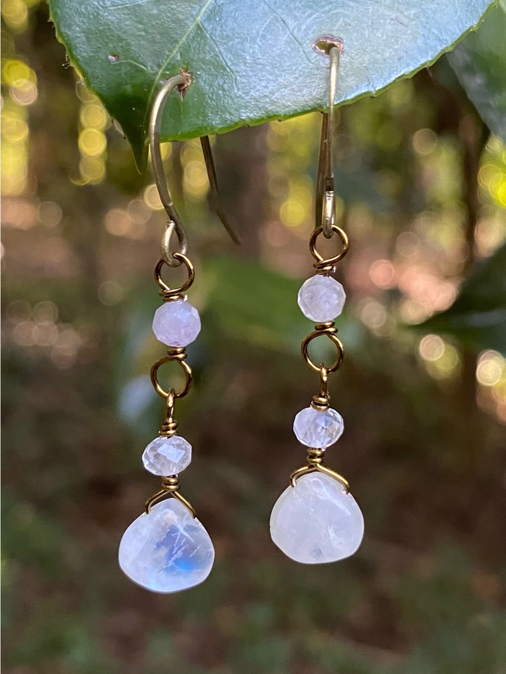 Rainbow Moonstone Dangle Earrings